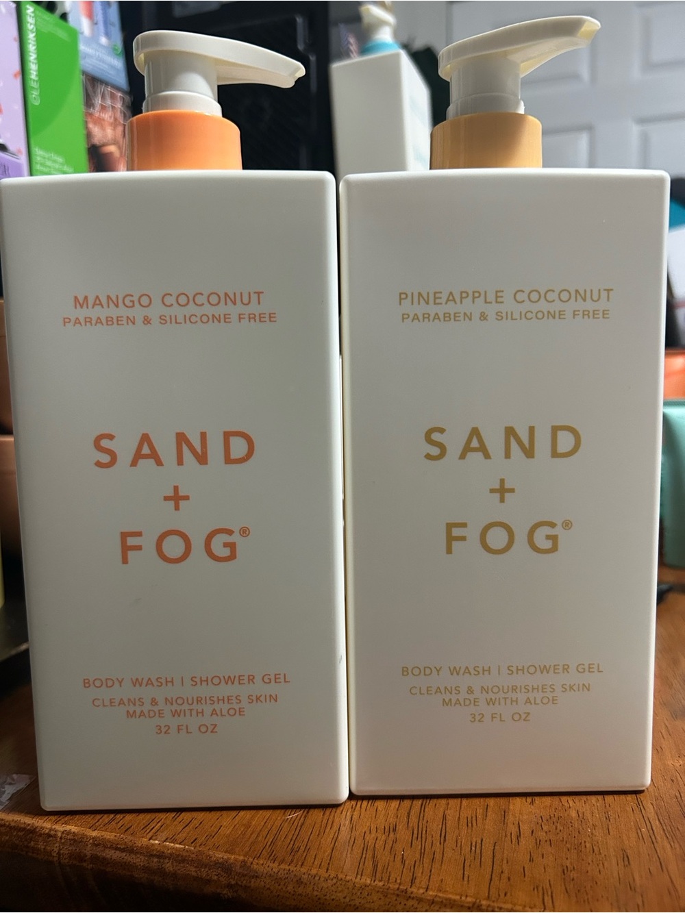 Sand + Fog Mango & Pineapple Coconut Body Wash Duo - White & Orange Accents